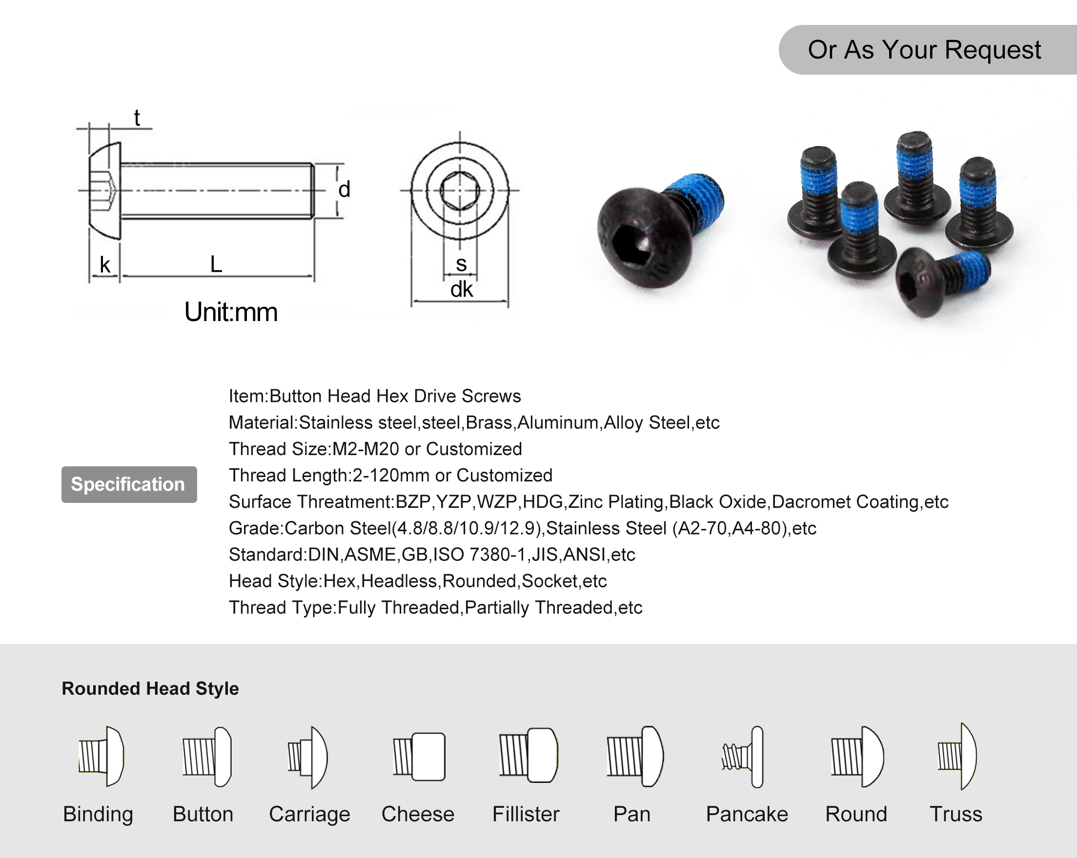 button head cap screw iso7380