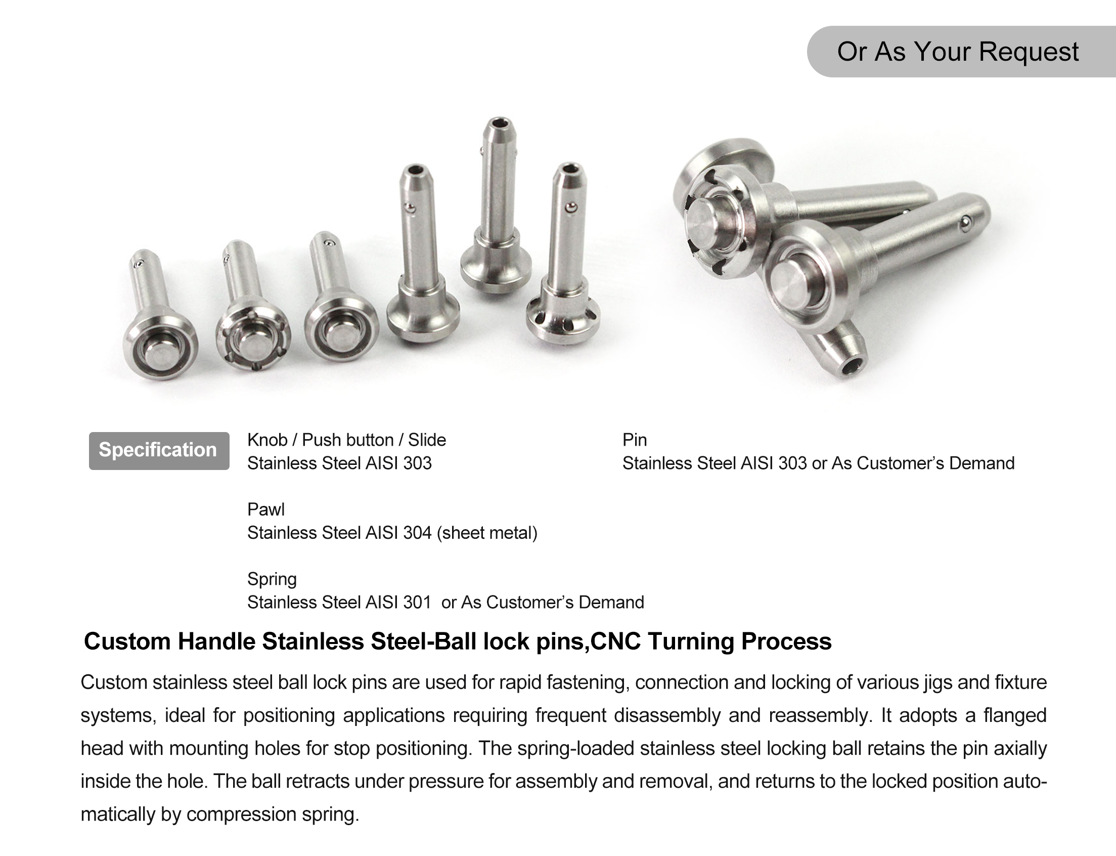 7/8” stainless steel pin with lock