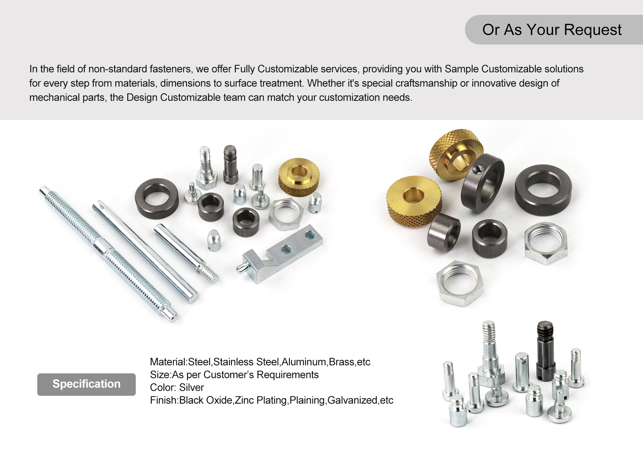 Corrosion resistant non-standard customized fasteners