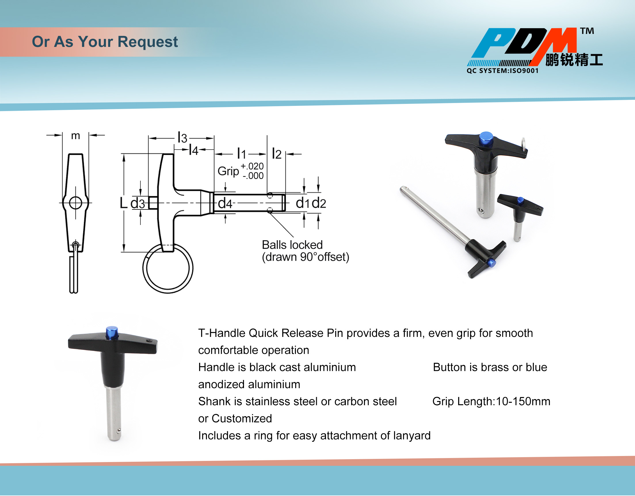 t handle quick release ball lock pins