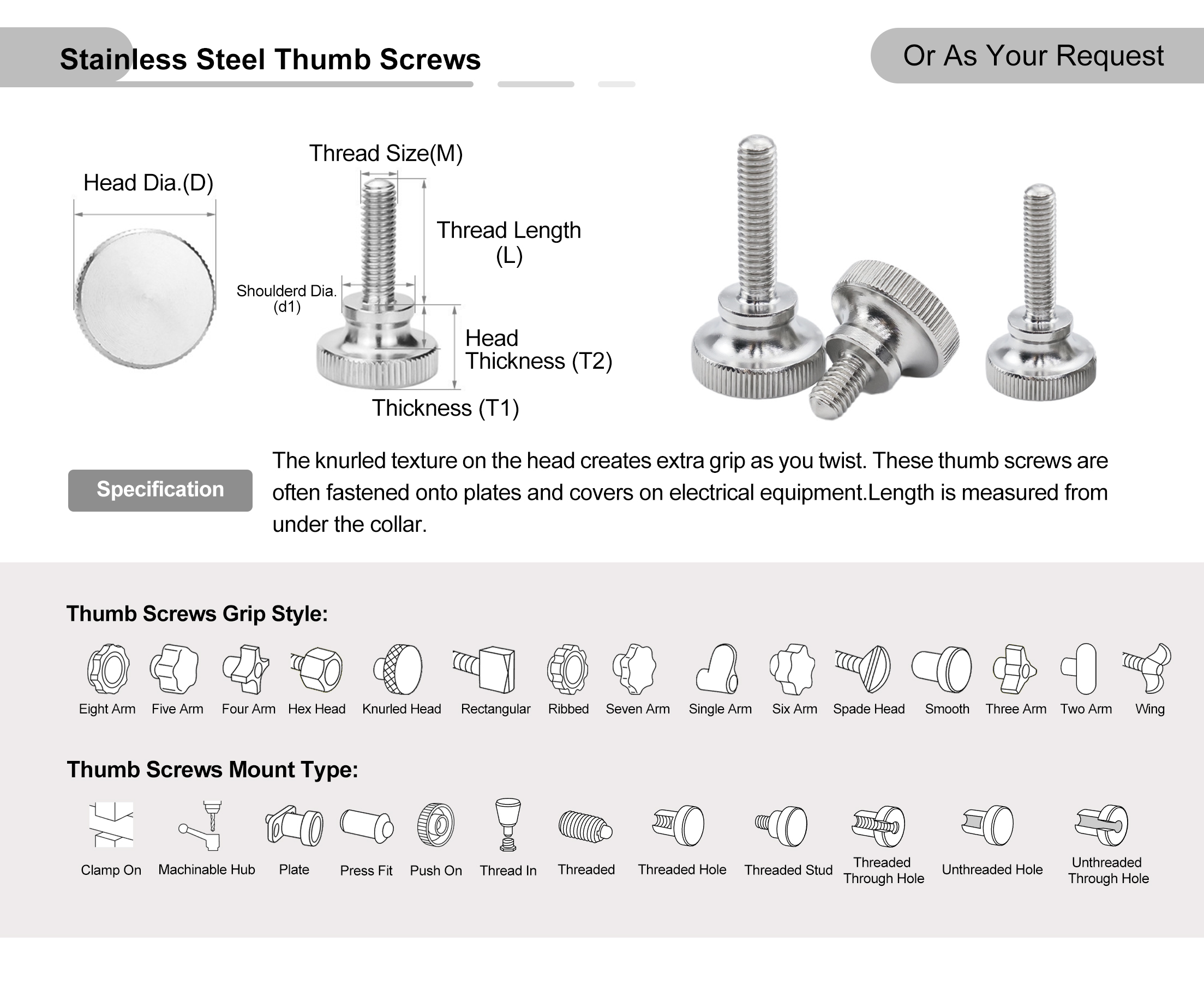 head round thumb screw