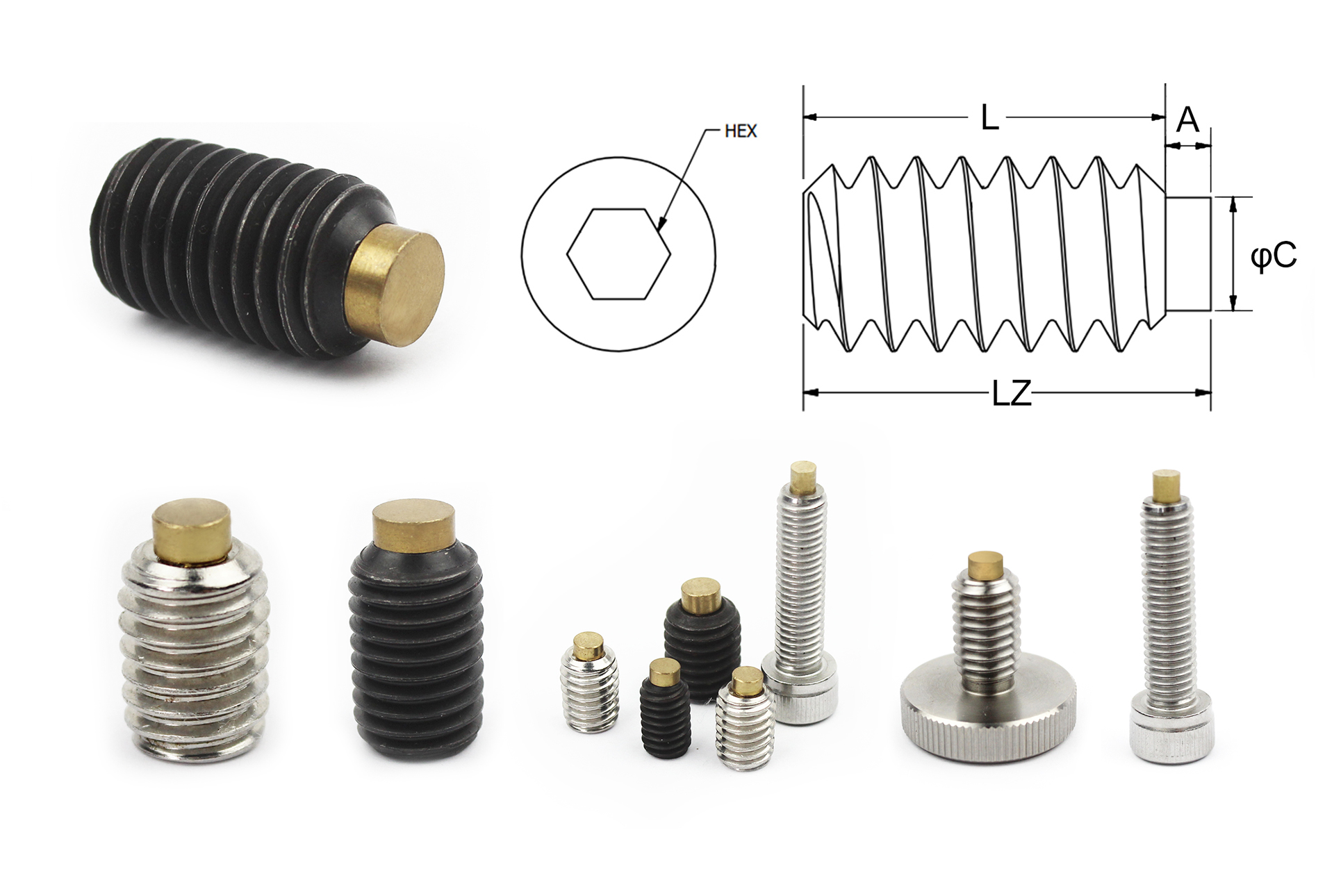 Metric Brass Tip Set Screw for Precision Non-Destructive Clamping